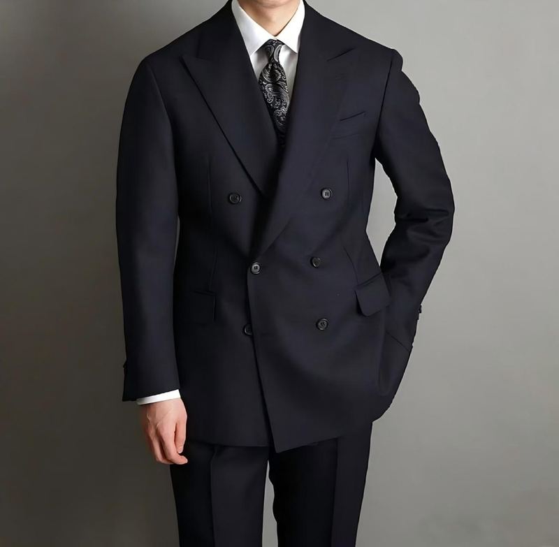 Navy Double-Breasted Formal Suit