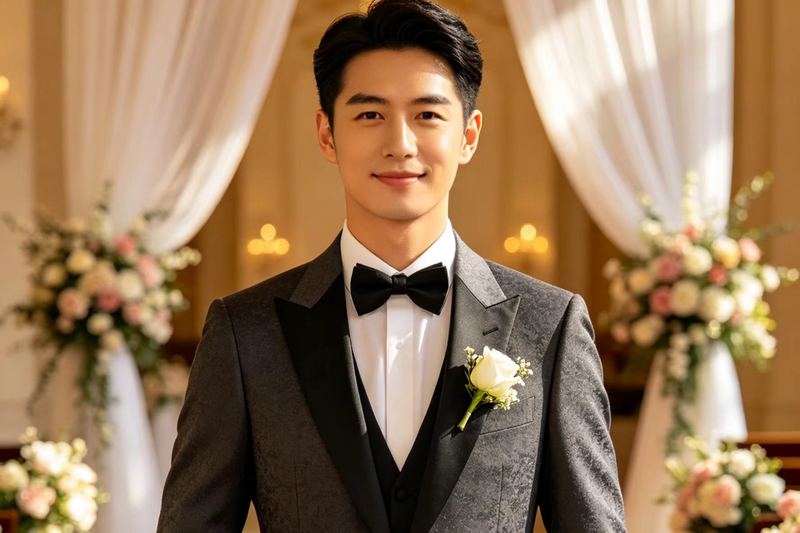 Groom's Wedding Suit — Classic Black 3-Piece